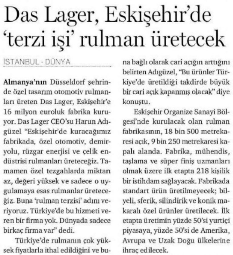 16.01.2013 Tarihli Dünya Gazetesi Haber