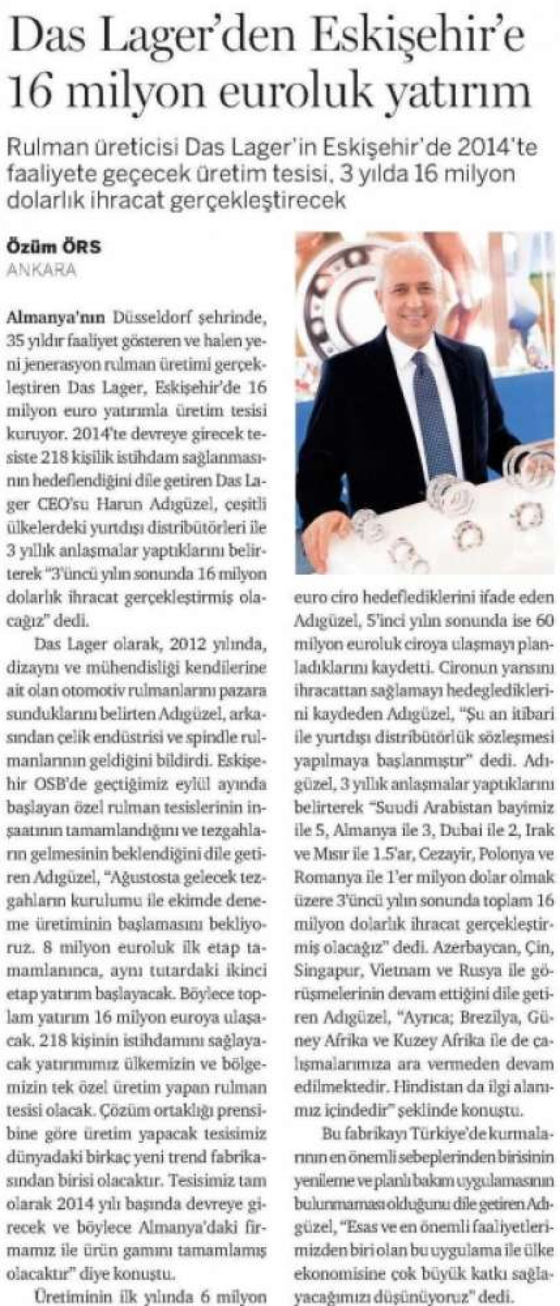 28.06.2013 Dünya Gazetesi Haberi