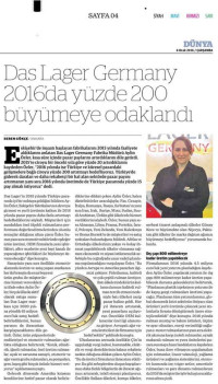 6 Ocak 2016 - Das Lager Yüzde 200 Büyümeye Odaklandı 